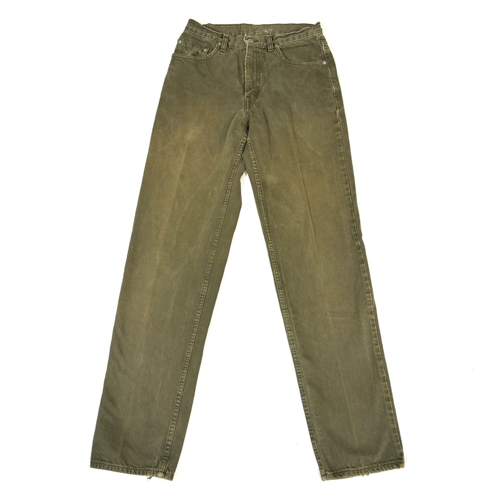 Vintage Levi's 550 Jeans W28 L34 Olive Green USA made relaxed fit distressed